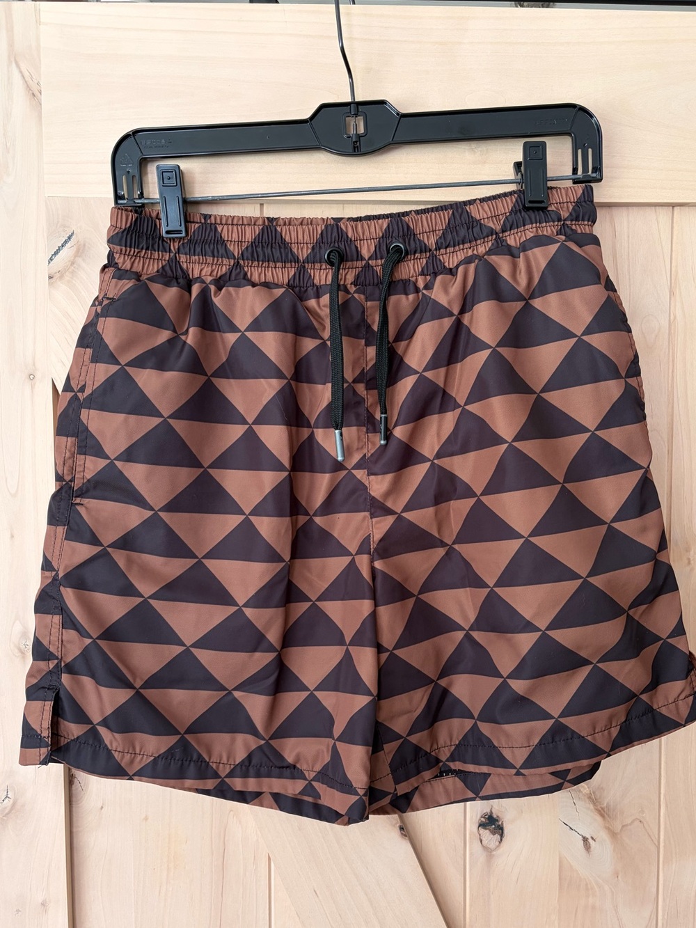 Men's Maison Article Brown Preppy Geometric Swim Shorts